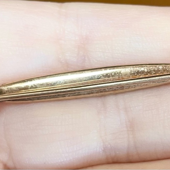 10K antique marquis bar pin yellow gold Edwardian art nouveau style broo… - Picture 4 of 10